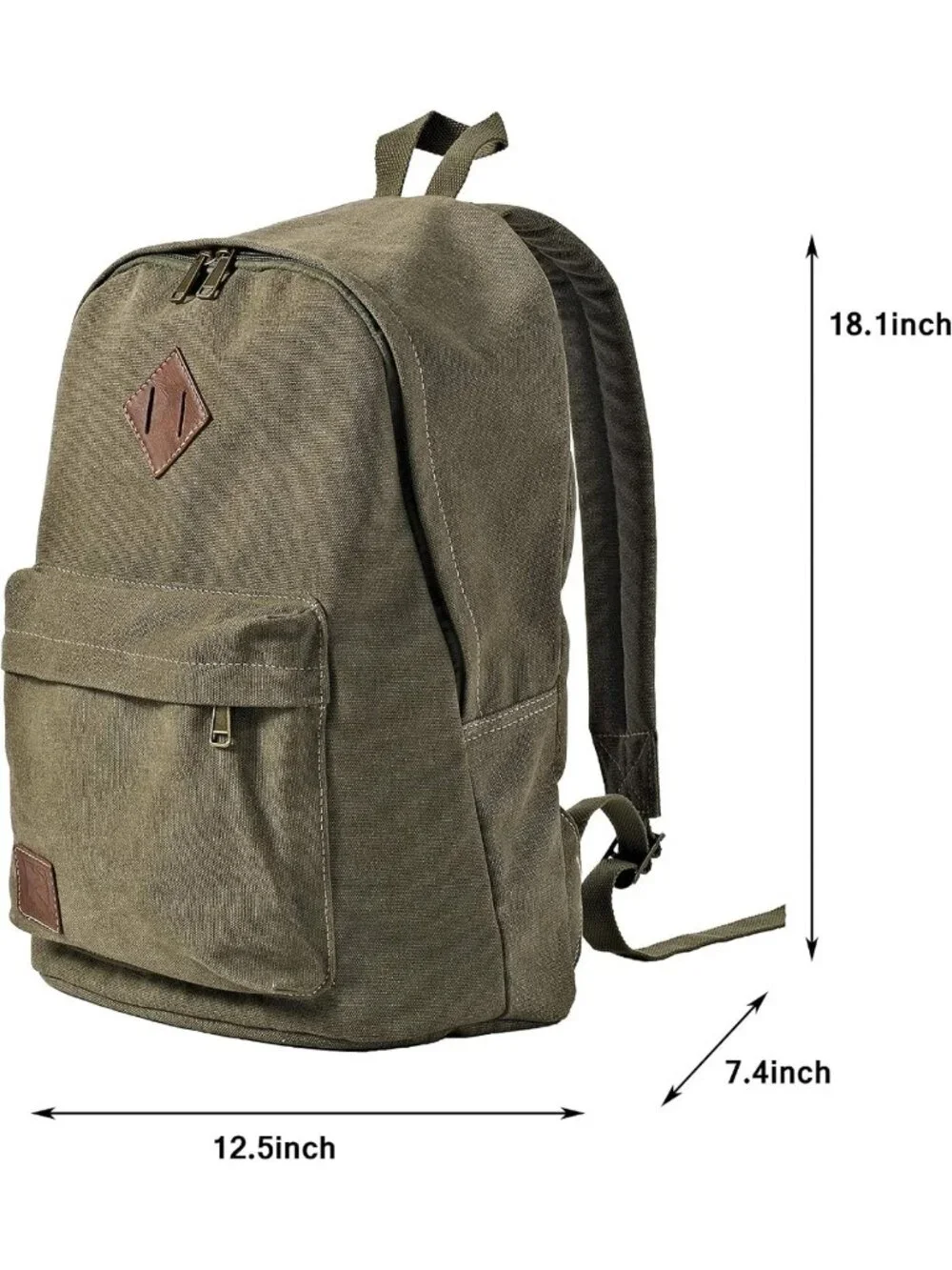 Durable Canvas College Rucksack Laptop Backpack for Travel & School - Military